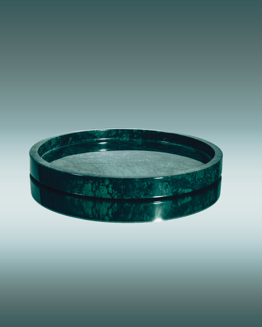 MARBLE JADE GREEN CIRCLE TRAY M